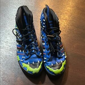 Blue and Green High-Top Sneakers